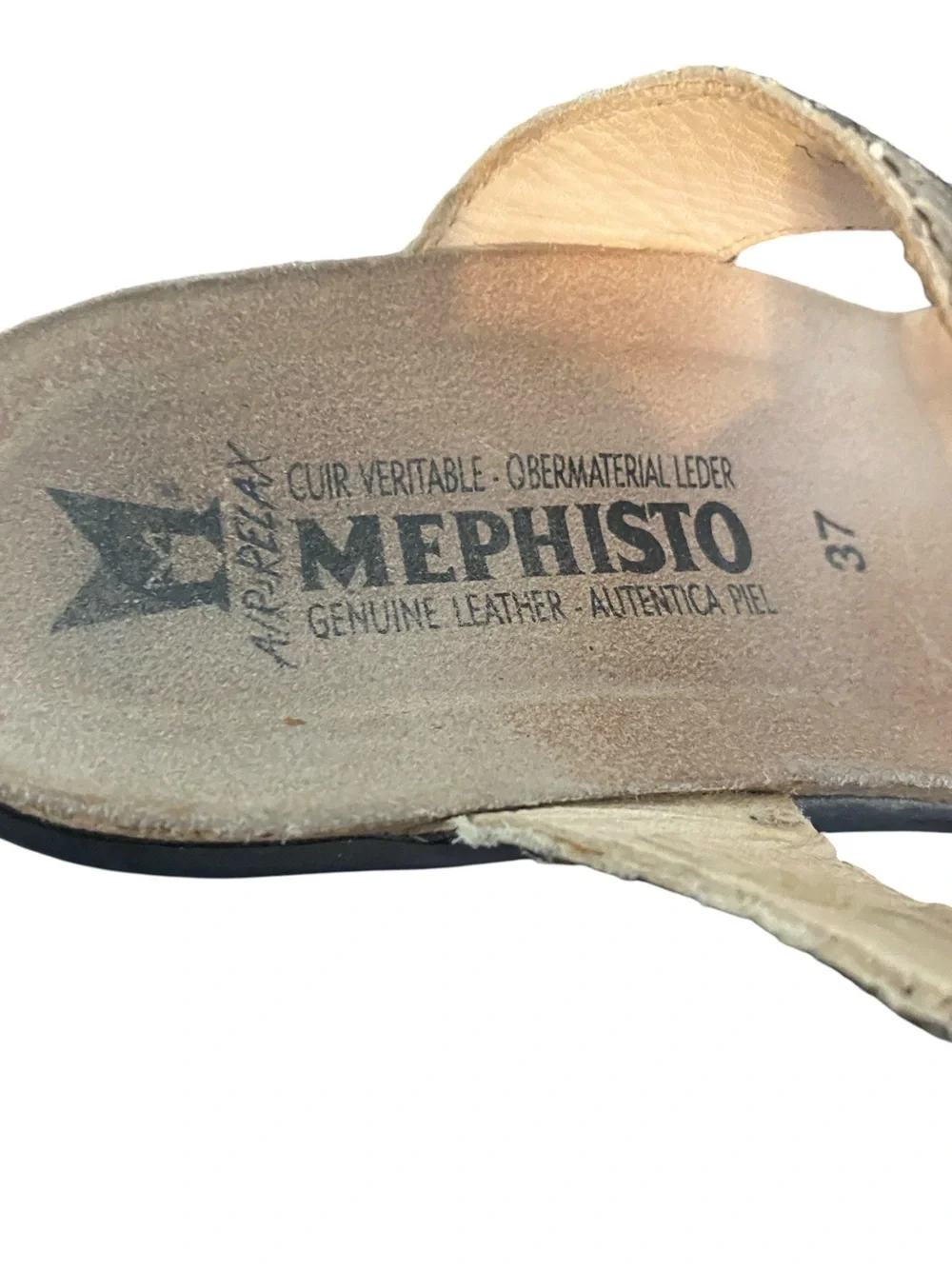 Women's Mephisto Air Relax  Snakeskin Print Wedge Slide Sandals Size 37